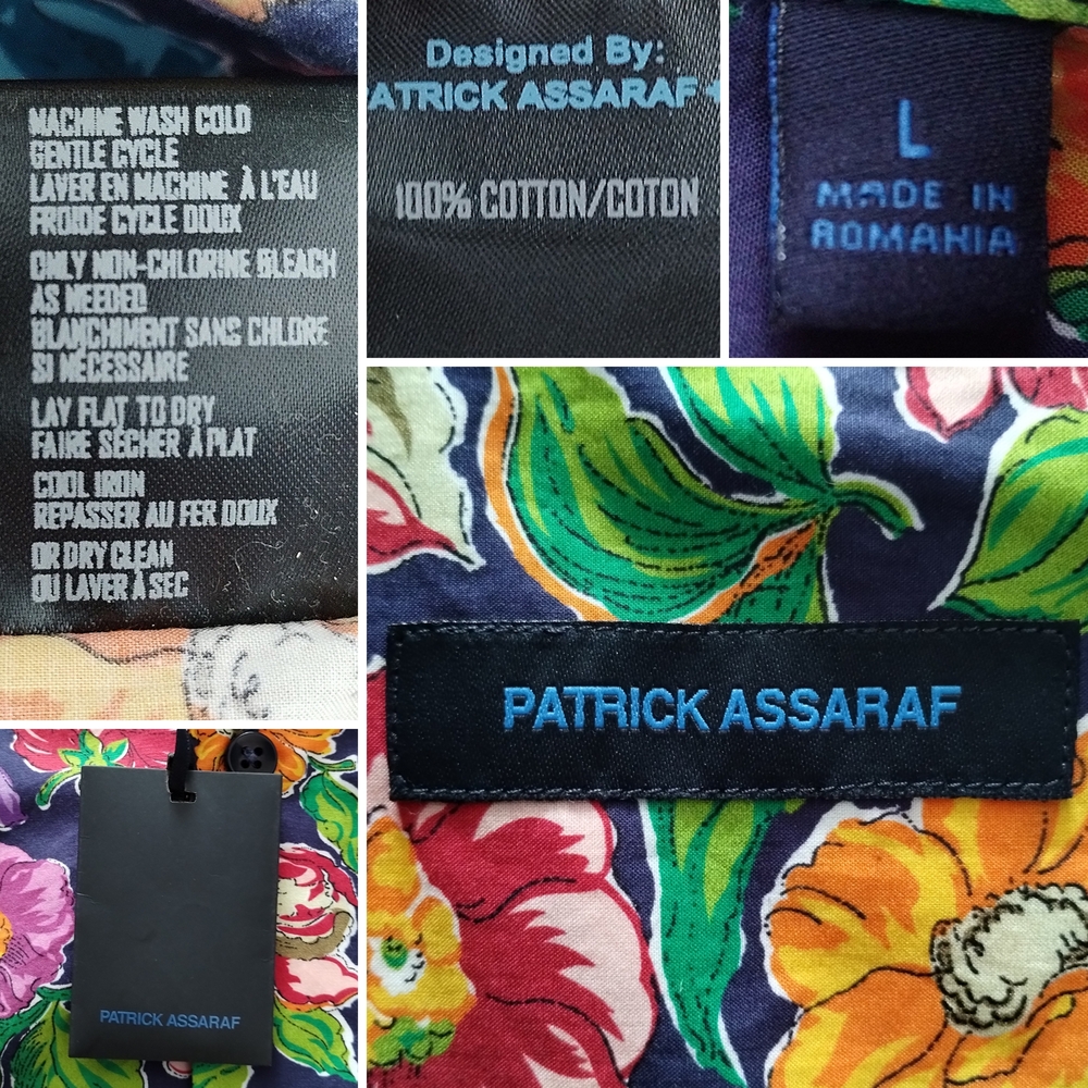 Patrick Assaraf NWT Floral Camp Collar Resort Shirt Cotton L - Picture 2 of 9